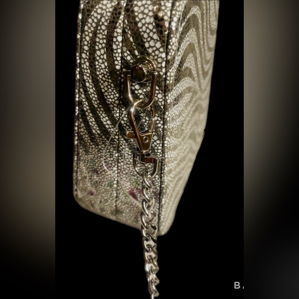 NWT Metallic Zebra Print Evening Clutch Bag Silver purse D’MARGEAUX NEW YORK - Picture 9 of 9